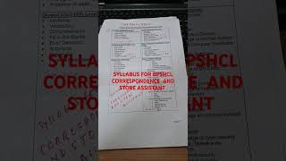 Syllabus BSPHCL CORRESPONDENCE clerk and  Store Assistant.