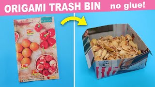 Origami Trash Bin from Newspaper. How to Make Paper Dustbin.Trash Organization From Paper. Go Green
