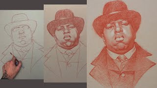 How to Draw Portraits on Toned Paper Step by Step | Notorious B.I.G. on Wake and Draw Wednesday