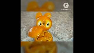 Mother and child made a sweet rabbit from mandarin and chocolate. #shorts