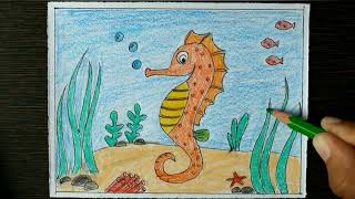 stART DrawinG | How to draw a Seahorse  | step by step drawing for beginners | Art for Kids hub