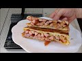 簡単・美味しい ホットサンド hot sandwich with sausage and cheese ウインナーソーセージ＆チーズ toasted sandwich ideas