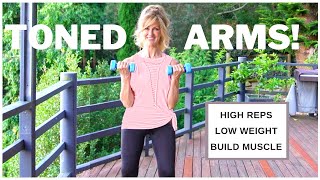 15 Minute Toned Arms Workout With Dumbbells | Build Muscle Fast!