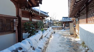 [4K] Snowy Jeonju Hanok Village - Winter 2022, Jeonju Korea | 눈 쌓인 전주 한옥 마을