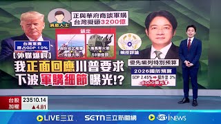 川普也同意:台灣軍費應占GDP10%! 賴清德總統正面回應:國防應優先編列特別預算！│國際焦點20250218│三立新聞台