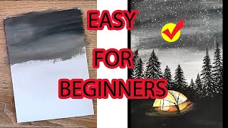 Camping in the night | Easy acrylic painting for beginners | Painting Tutorial