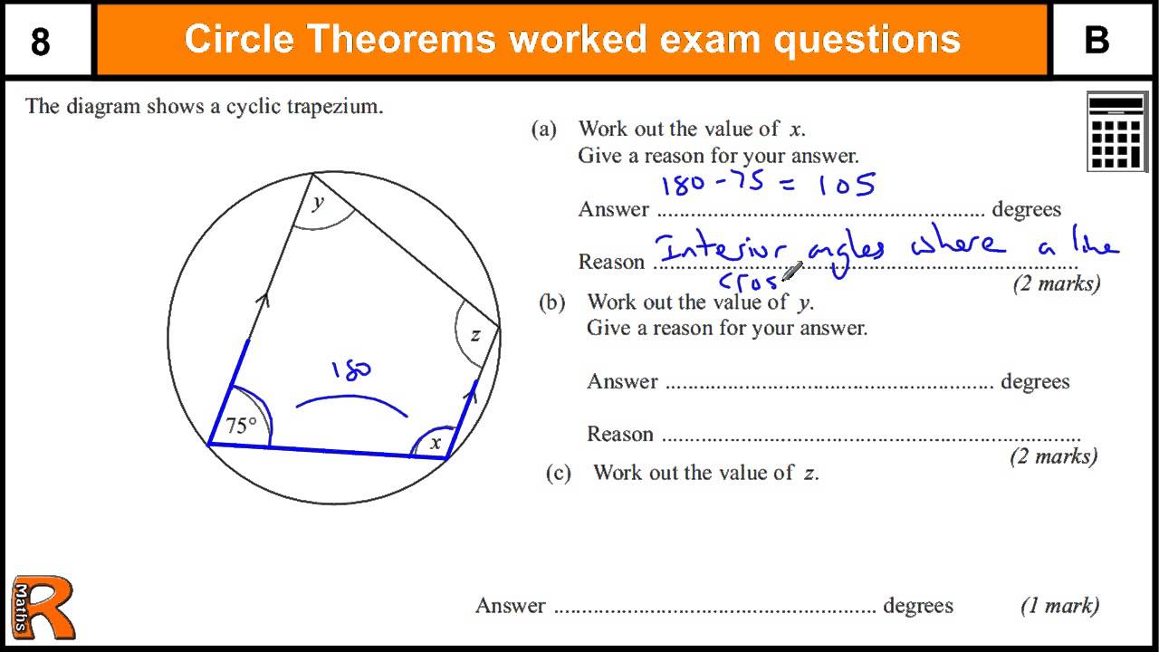 Circle Theorems B/A GCSE Higher Maths Worked Exam Paper Revision ...