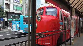 岡山電気軌道 チャギントン電車 岡山駅前電停 発車