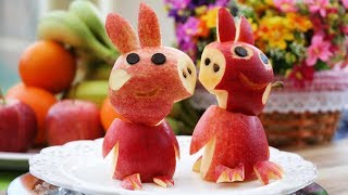 Art In Apples Show - Fruit Carving Apple Peppa Pig ★ Garnish ★