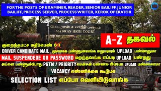 MHC Selection List 2025 | EXAMINER, SENIOR BAILIFF, JUNIOR BAILIFF, XEROX OPERATOR | High Court