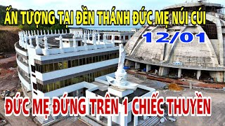 ẤN TƯỢNG TẠI ĐỨC MẸ NÚI CÚI . TƯỢNG ĐỨC MẸ ĐỨNG TRÊN MỘT CHIẾC THUYỀN TẠI ĐỀN THÁNH ĐỨC MẸ NÚI CÚI .