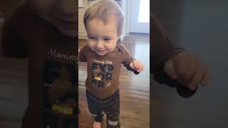 Sweet Baby hears Grandads Voice and this happens #cutebaby #grandparents #babytalk #baby