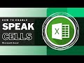 How To Enable/Activate Speak Cells Option in Microsoft Excel - MS Excel Tutorial