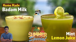 Summer Drink Combo Recipes | Badam Milk & Mint Lemon Juice | CDK 828 | Chef Deena's Kitchen