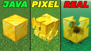 gold normal vs pixel vs realistic minecraft