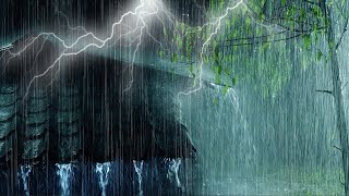 ⚡ Powerful Thunderstorm at Night | Terrible Rainstorm & Very Intense Thunder Sounds on Tin Tent Roof