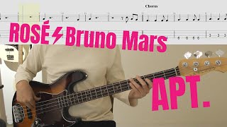 Your BASS practice is getting more fun👍│ROSÉ & Bruno Mars - APT.│BASS TAB