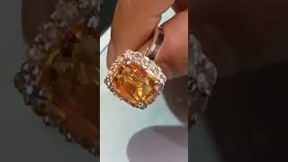 natural citrine ring with Natural Diamonds in 18k solid whitegold