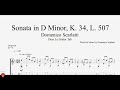 Domenico Scarlatti - Sonata in D Minor, K. 34, L. 507 - Guitar Tutorial + TAB