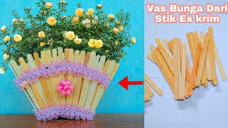Vas bunga Dari Stik Es krim - Ide Kreatif Dari Stik Es krim - Home Decor From Stick ice Cream