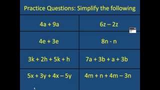 Basic Simplifying Algebra Mathscast