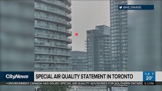 Wildfire smoke brings hazy skies, poor air quality to Toronto