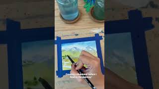 Watercolor landscape painting. Kashmir 😍😍landscape #shorts #watetcolor mountain landscape