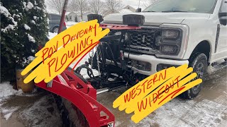 POV Driveway Plowing With The New Western Wideout and F-250. Rookie Plowing Round 2.