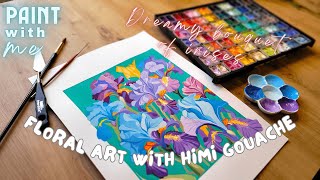 ✨Floral magic with HIMI Gouache - abstract painting of irises🎨✨