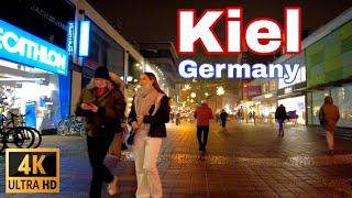 Germany - Kiel Walking Tour (4k Ultra HD 60fps) Nightlife in Kiel