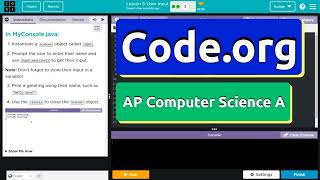 Code.org Lesson 5.3 A User Input | Tutorial with Answers | Unit 2 Computer Science A (CSA)