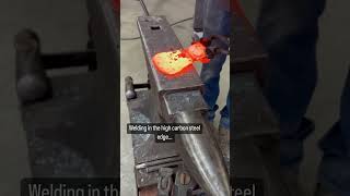 Forging a throwing axe! #forged #blacksmith #axe #grind #build #short