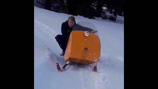 1961  Bombardier Skidoo, 8hp tin cab, vintage sled. Powder rip