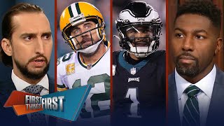 Aaron Rodgers exits Packers loss to Eagles w/ injury, Hurts makes MVP bid | NFL | FIRST THINGS FIRST