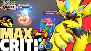 Pokémon Unite Zeraora MAXIMISED CRIT Build Deals CRAZY DAMAGE!😳 (Zeraora Build Guide \u0026 Held Items)