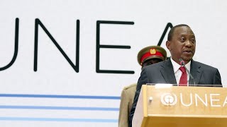 President Uhuru Kenyatta addresses heads of states and delegates at UNEP 50th anniversary