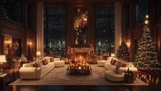 Starlit Jazz \u0026 Hearthside Warmth 🎷🔥 | Smooth Christmas Tunes with Crackling Fire Sounds 🎄❄️