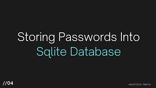 Store Data In Sqlite Database | Password Manager Using Python | Episode 4