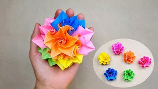 How to make a flower ball | Origami flower ball | Colorful Paper Flowers | Modular | PeaceEazyCrafts
