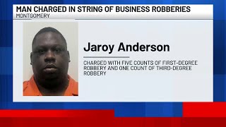 Man charged in string of Montgomery business robberies