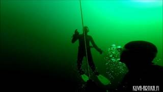 Freediving Team of Finland 26m depth in lake by Jarno Artika