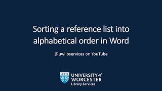 Sorting a reference list into alphabetical order in Word