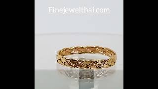 Finejewelthai-แหวนสาน-แหวนเกลี้ยง-แหวนเงินแท้-แหวนพิ้งโกลด์-Saan-Silver-Ring-Handmade-R139200pg