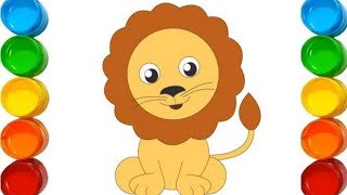 How to draw & colour Cute LION-çocuklar için aslan çiz-رسم الأسد للأطفال-leão | Kids colouring show