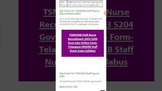 MHSRB Telangana Staff Nurse Notification 2023 5204 Govt Jobs Vacancy #shorts #jobs #telugu #telugu