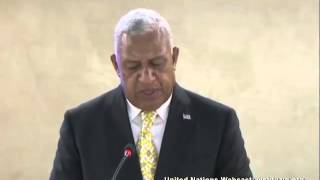 Fijian Prime Minister Voreqe Bainimarama, addresses Human Rights Council in Geneva, Switzerland