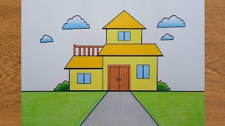 How to draw a house || Very Easy - Drawing a view of the house