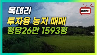 [이천여주토지] 여주 복대리 토지 1593평 급매 평당26만원 IC 5km 투자용,휴양지로 좋습니다