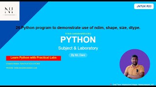 NumPy Array Attributes | ndim, shape, size, dtype | JNTUK R23 Python Practical | EXP25