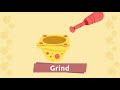 cooking verbs for kids squeeze peel grate bake spread grind... episode 2